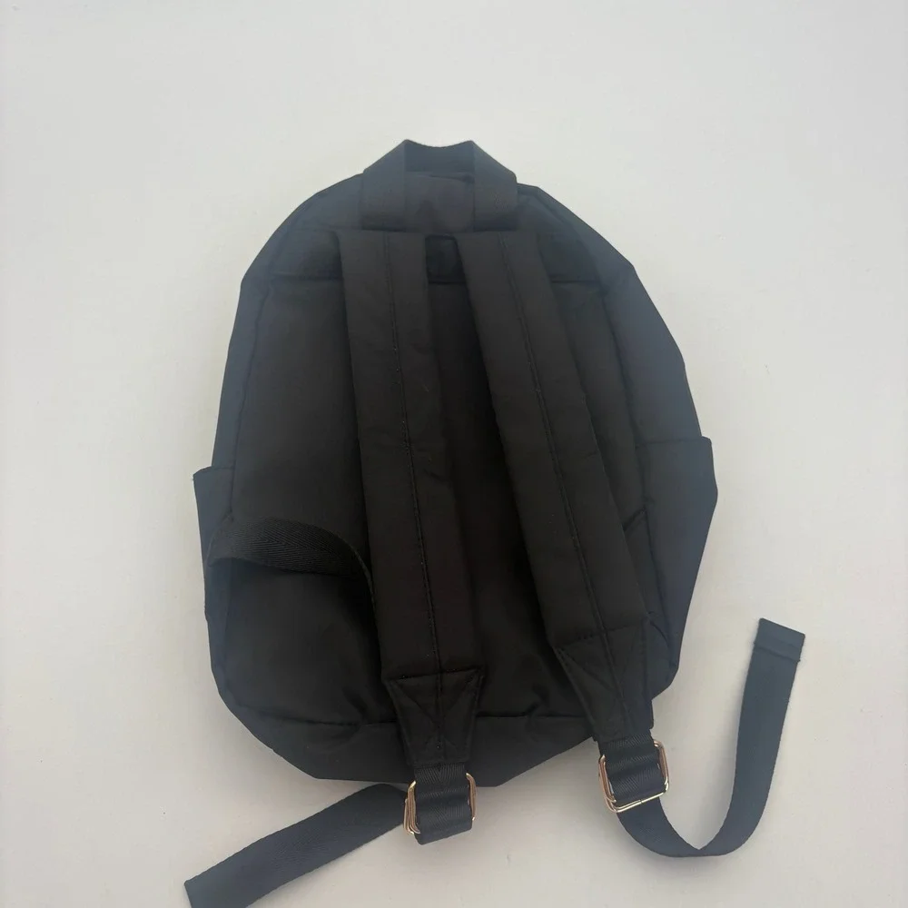 Althayafi Fashion Black Nylon Backpack Gold Zippers Travel School Bag Unisex